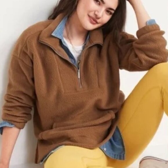 Old Navy Oversized Sherpa Quarter-zip Sweatshirt 2X - Picture 1 of 13